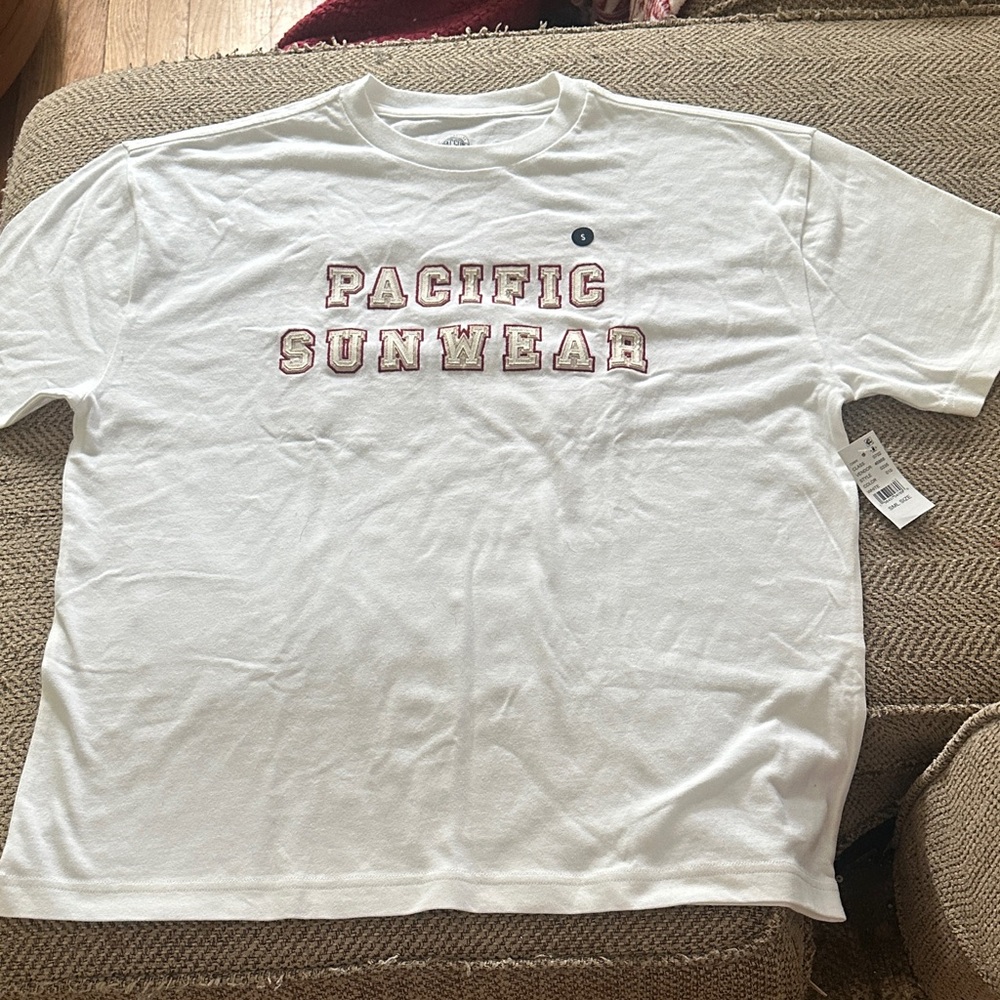 Pacific Sunwear White Tee with Red Lettering